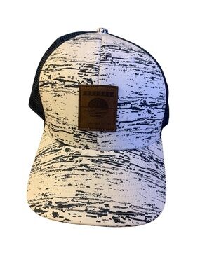 Adidas Golf Trucker Hat White Navy Pattern Brown Leather Sunset Patch OSFM